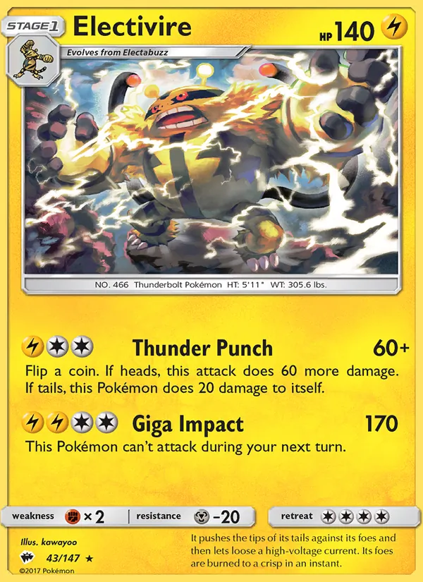 Electivire - Burning Shadows Pokemon Card