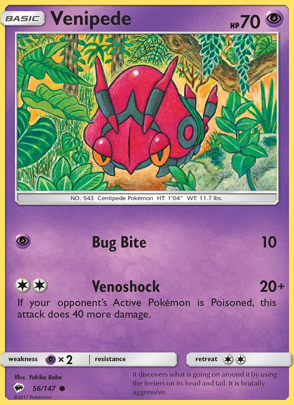 Venipede - Burning Shadows Pokemon Card