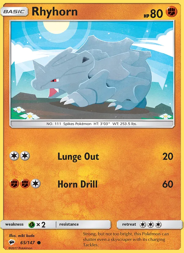 Rhyhorn - Burning Shadows Pokemon Card