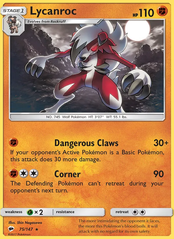 Lycanroc - Burning Shadows Pokemon Card