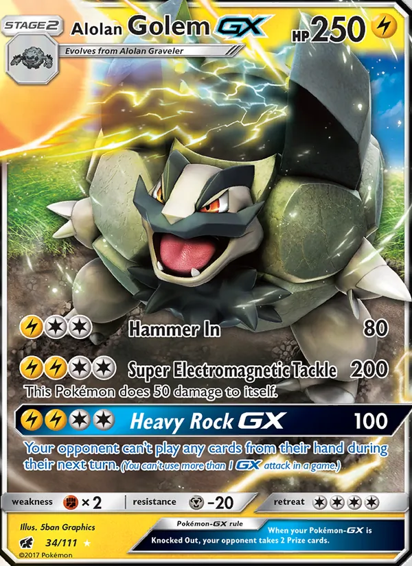 Alolan Golem GX - Crimson Invasion Pokemon Card