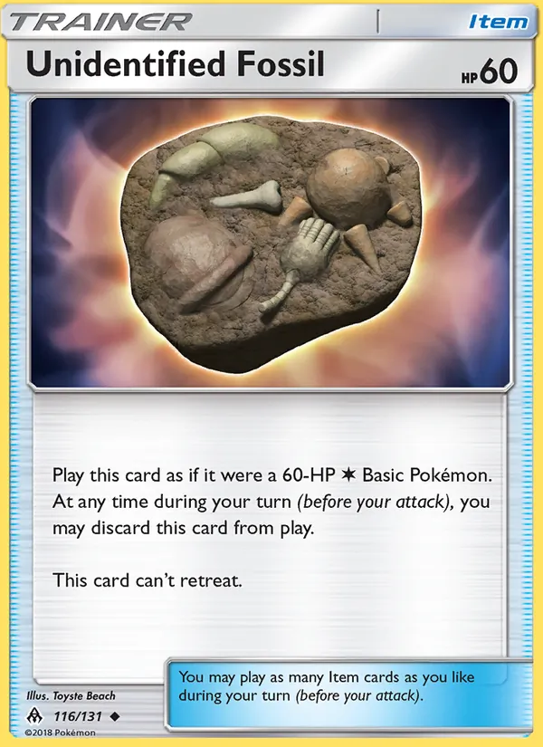 Unidentified Fossil - Forbidden Light Pokemon Card