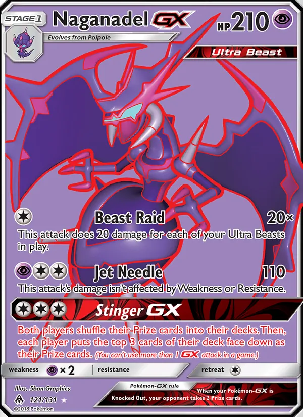 Naganadel GX - Forbidden Light Pokemon Card