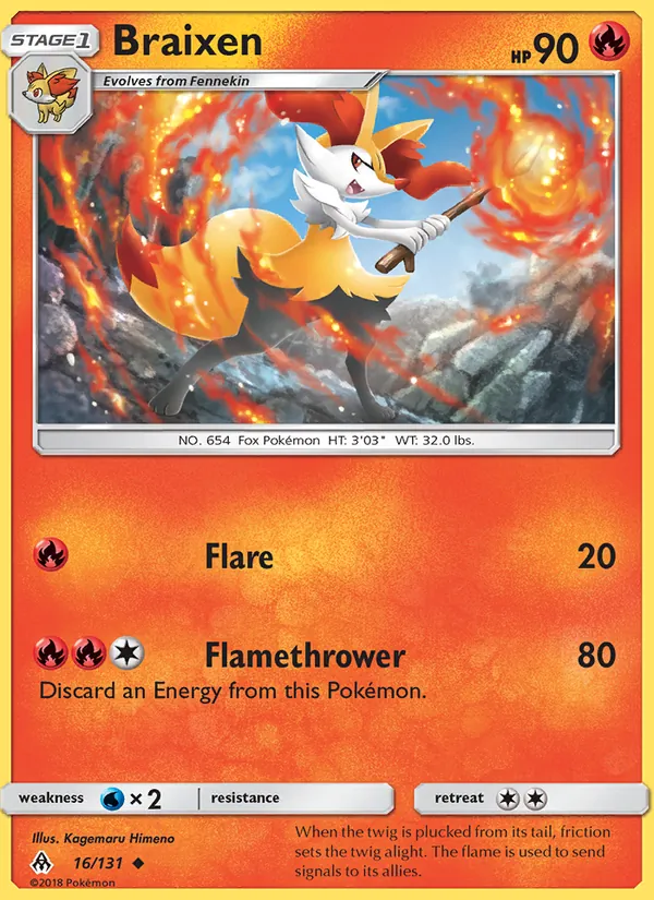 Braixen - Forbidden Light Pokemon Card