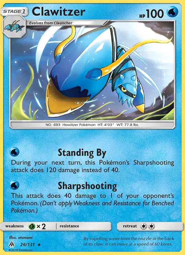 Clawitzer - Forbidden Light Pokemon Card