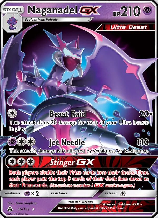 Naganadel GX - Forbidden Light Pokemon Card