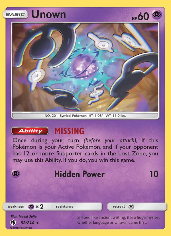 Unown - Lost Thunder Pokemon Card