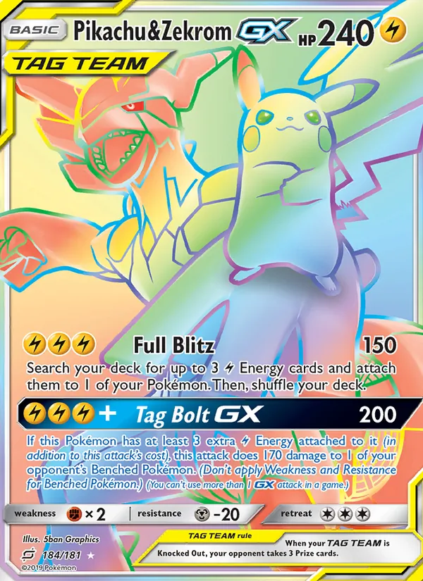 Pikachu & Zekrom GX - Team Up Pokemon Card