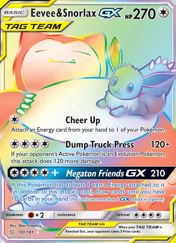 Eevee & Snorlax GX - Team Up Pokemon Card