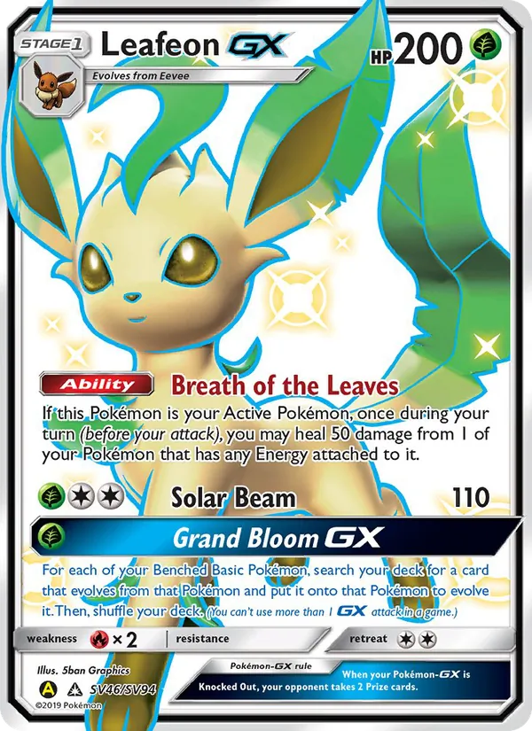 Leafeon-GX - Yellow A Alternate Pokemon Card