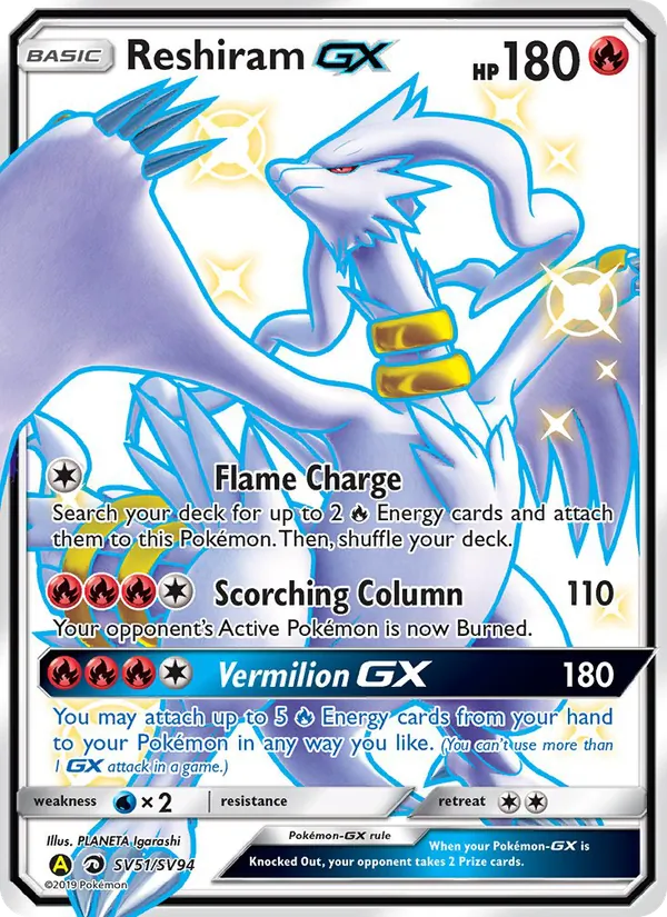 Reshiram-GX - Yellow A Alternate Pokemon Card