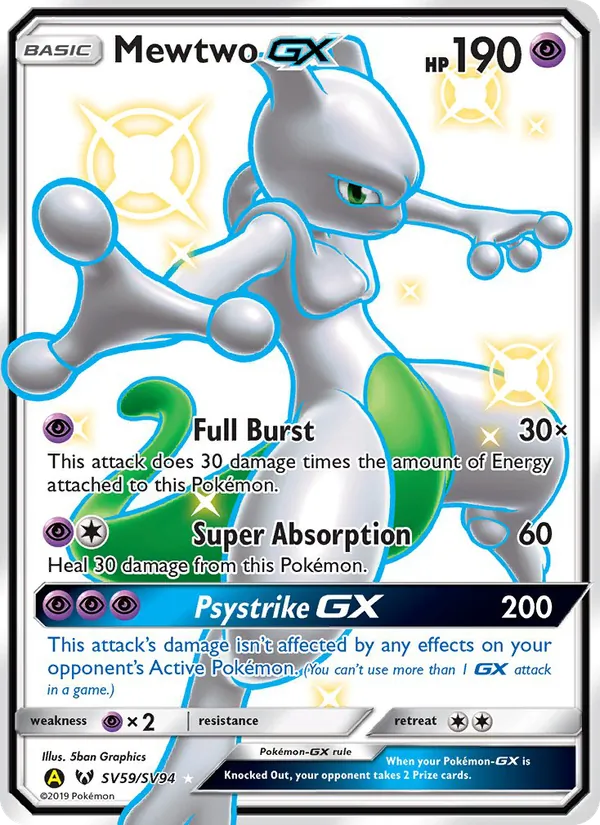 Mewtwo-GX - Yellow A Alternate Pokemon Card