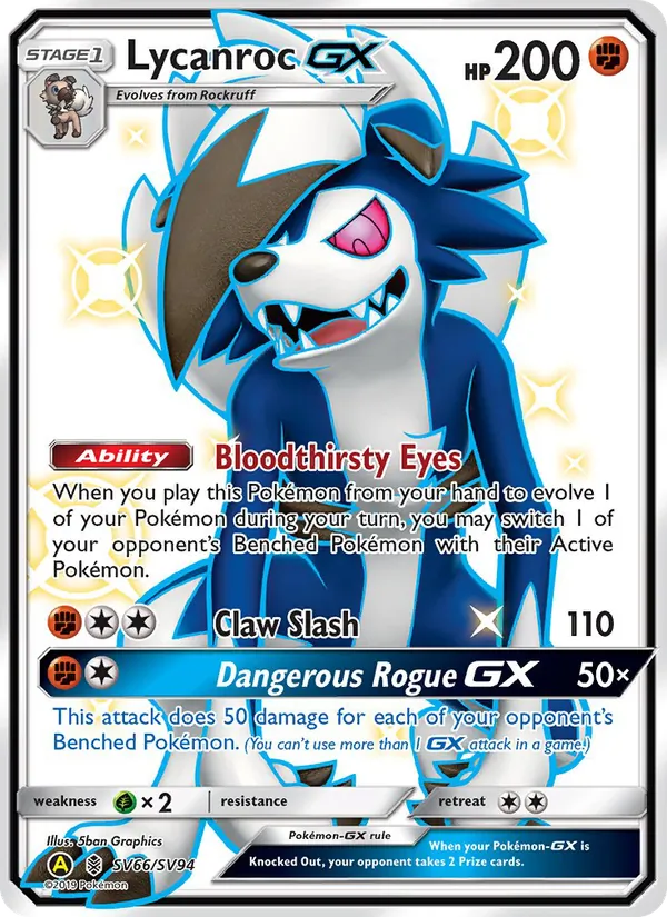 Lycanroc-GX - Yellow A Alternate Pokemon Card