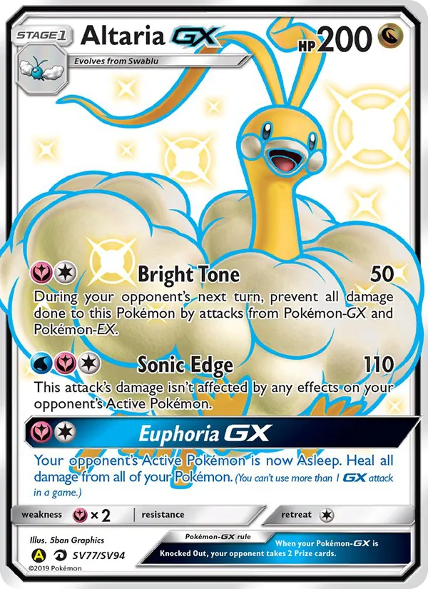 Altaria-GX - Yellow A Alternate Pokemon Card