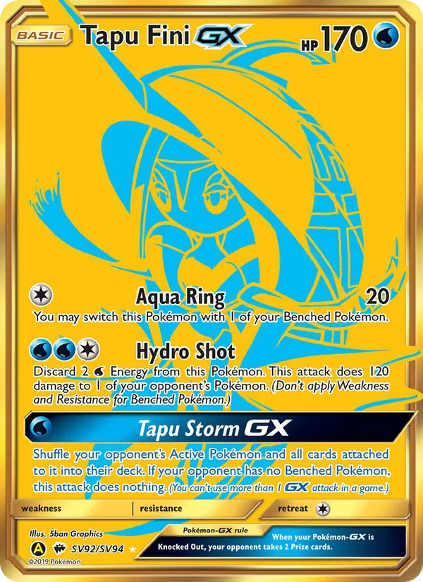 Tapu Fini-GX - Yellow A Alternate Pokemon Card