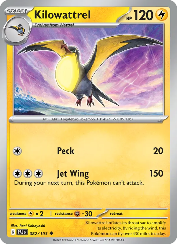 Kilowattrel - Paldea Evolved Pokemon Card
