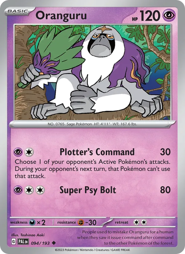 Oranguru - Paldea Evolved Pokemon Card