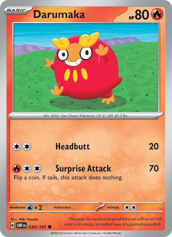 Darumaka - Obsidian Flames Pokemon Card
