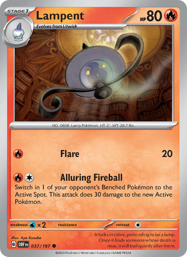 Lampent - Obsidian Flames Pokemon Card