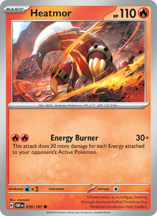 Heatmor - Obsidian Flames Pokemon Card
