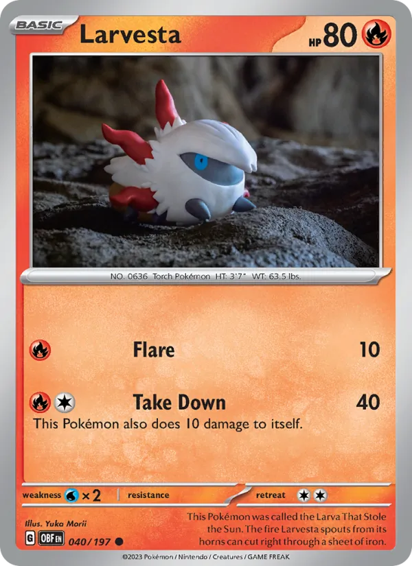 Larvesta - Obsidian Flames Pokemon Card