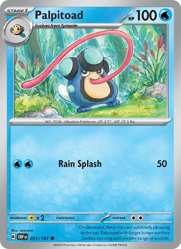 Palpitoad - Obsidian Flames Pokemon Card