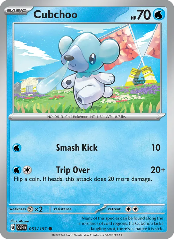 Cubchoo - Obsidian Flames Pokemon Card