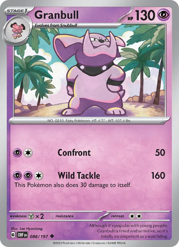 Granbull - Obsidian Flames Pokemon Card