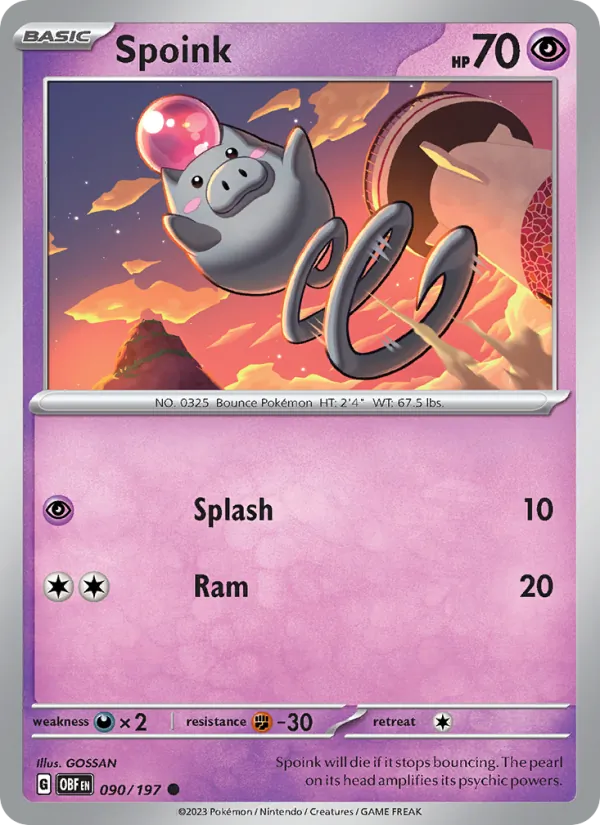 Spoink - Obsidian Flames Pokemon Card