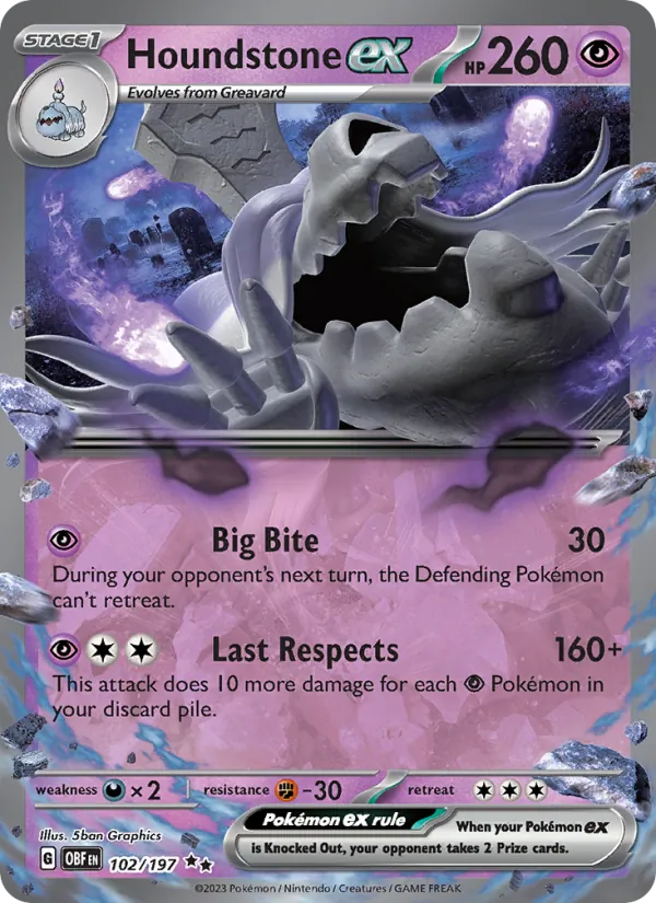 Houndstone ex - Obsidian Flames Pokemon Card