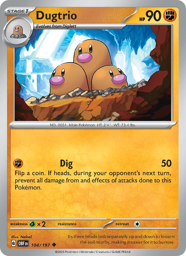 Dugtrio - Obsidian Flames Pokemon Card