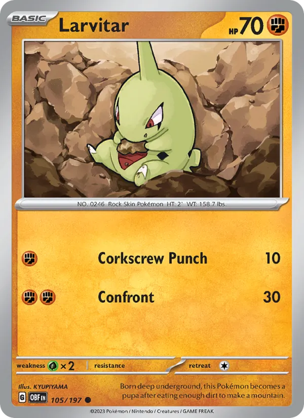 Larvitar - Obsidian Flames Pokemon Card