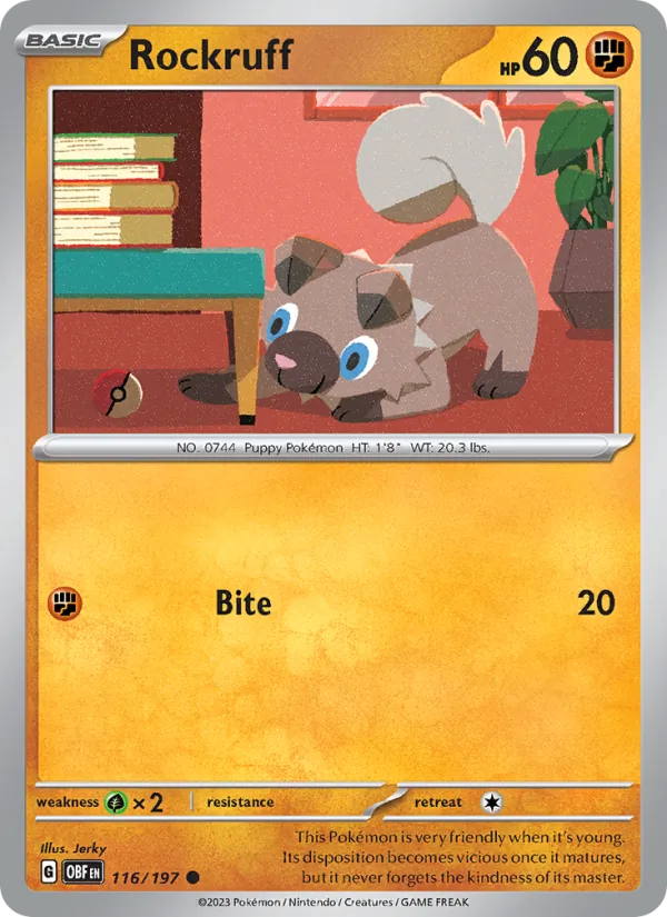 Rockruff - Obsidian Flames Pokemon Card