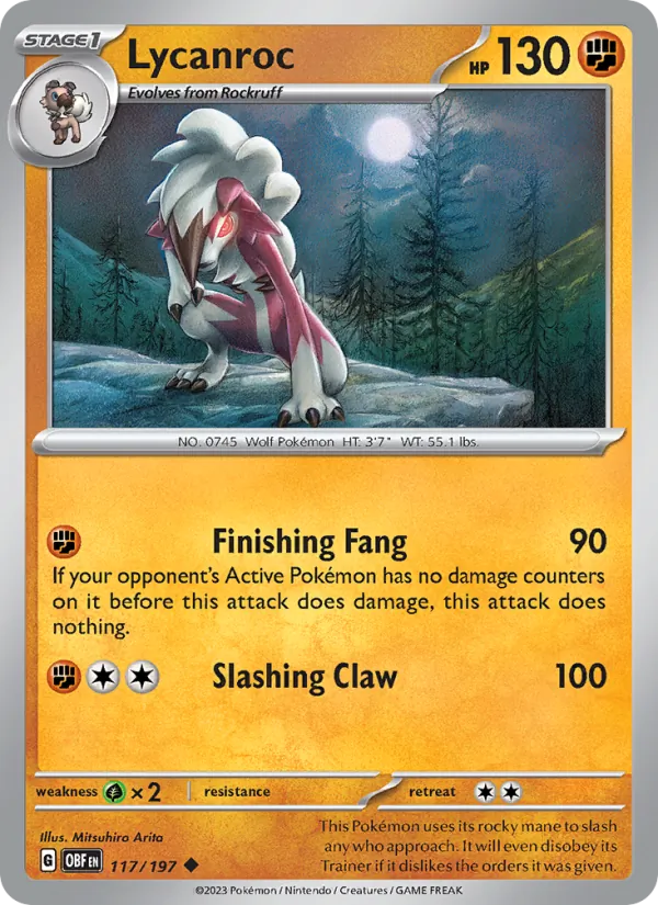 Lycanroc - Obsidian Flames Pokemon Card