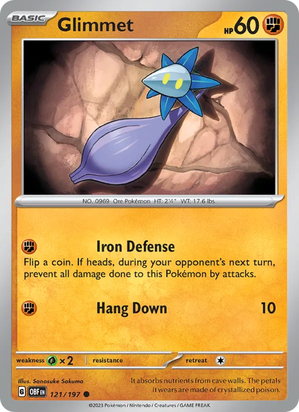 Glimmet - Obsidian Flames Pokemon Card