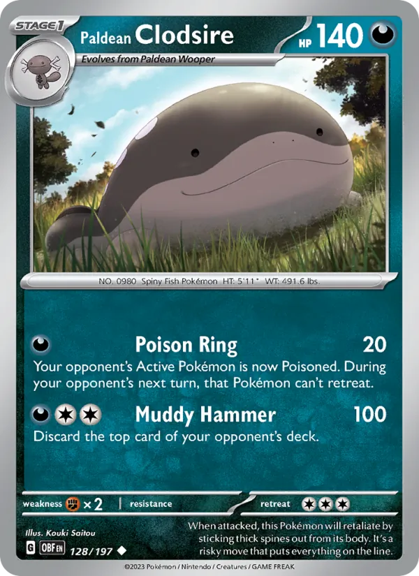 Paldean Clodsire - Obsidian Flames Pokemon Card