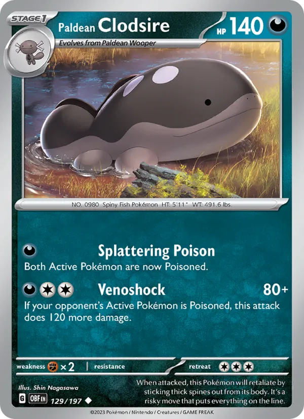 Paldean Clodsire - Obsidian Flames Pokemon Card