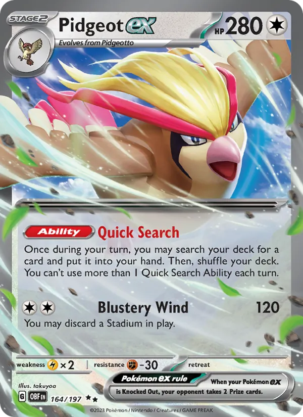 Pidgeot ex - Obsidian Flames Pokemon Card
