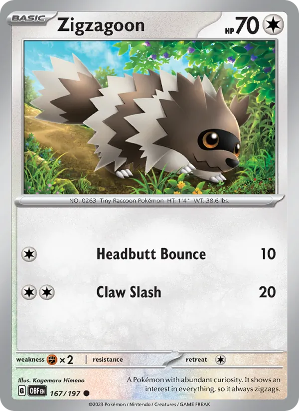 Zigzagoon - Obsidian Flames Pokemon Card