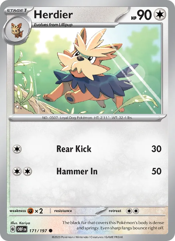 Herdier - Obsidian Flames Pokemon Card
