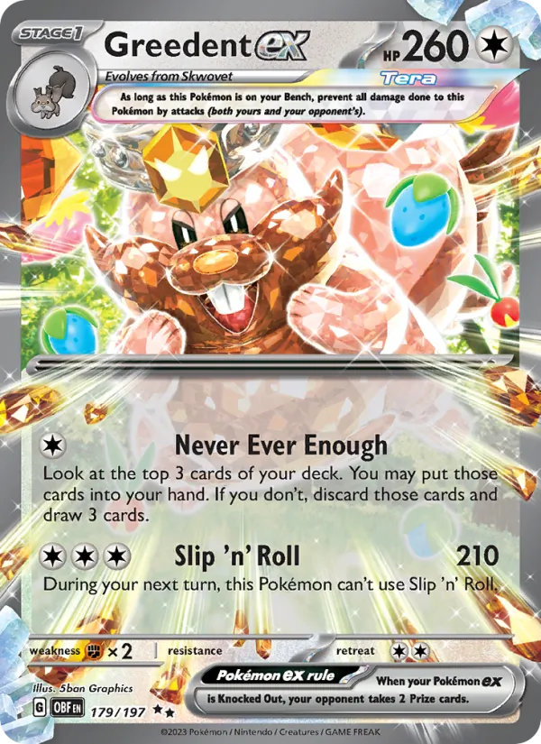 Greedent ex - Obsidian Flames Pokemon Card