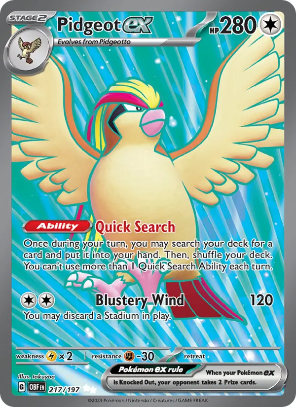 Pidgeot ex - Obsidian Flames Pokemon Card