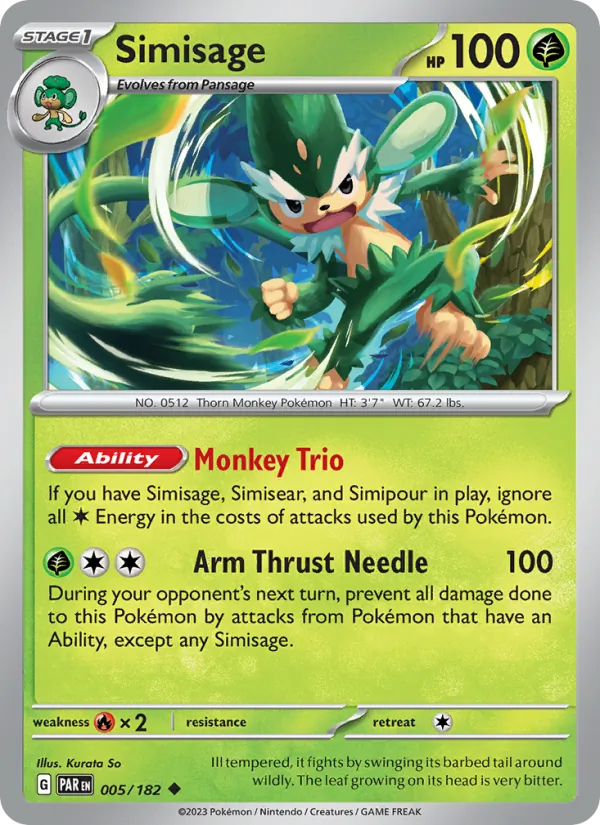 Simisage - Paradox Rift Pokemon Card
