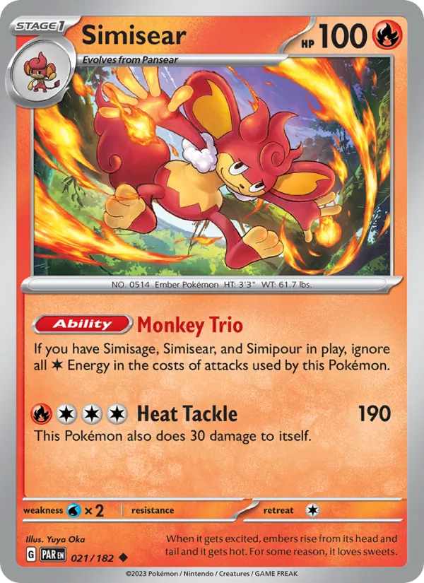 Simisear - Paradox Rift Pokemon Card