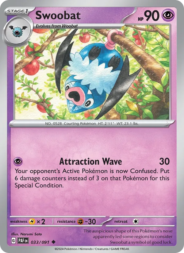 Swoobat - Paldean Fates Pokemon Card