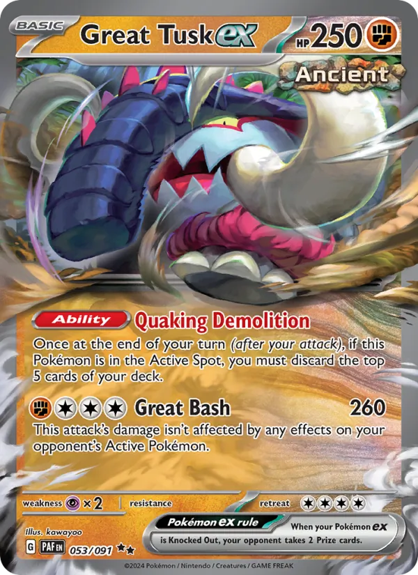 Great Tusk ex - Paldean Fates Pokemon Card