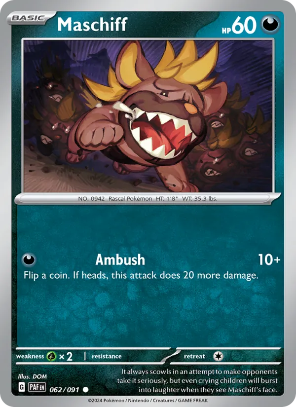 Maschiff - Paldean Fates Pokemon Card