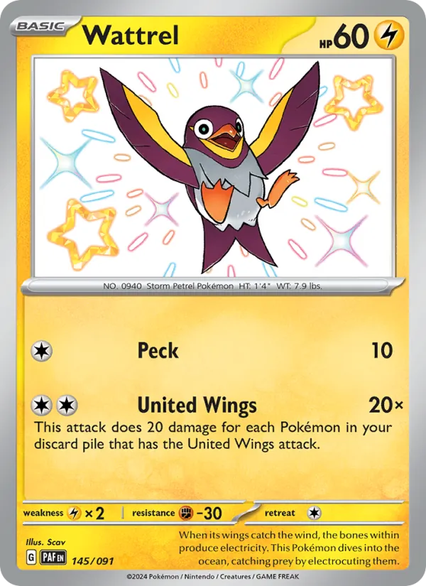 Wattrel - Paldean Fates Pokemon Card