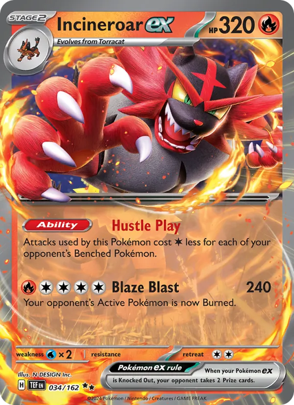 Incineroar ex - Temporal Forces Pokemon Card