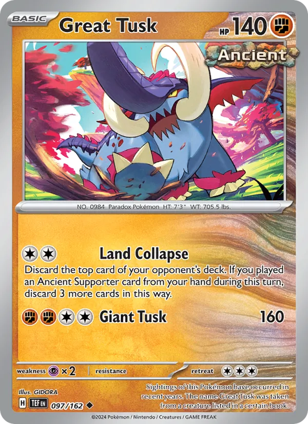 Great Tusk - Temporal Forces Pokemon Card